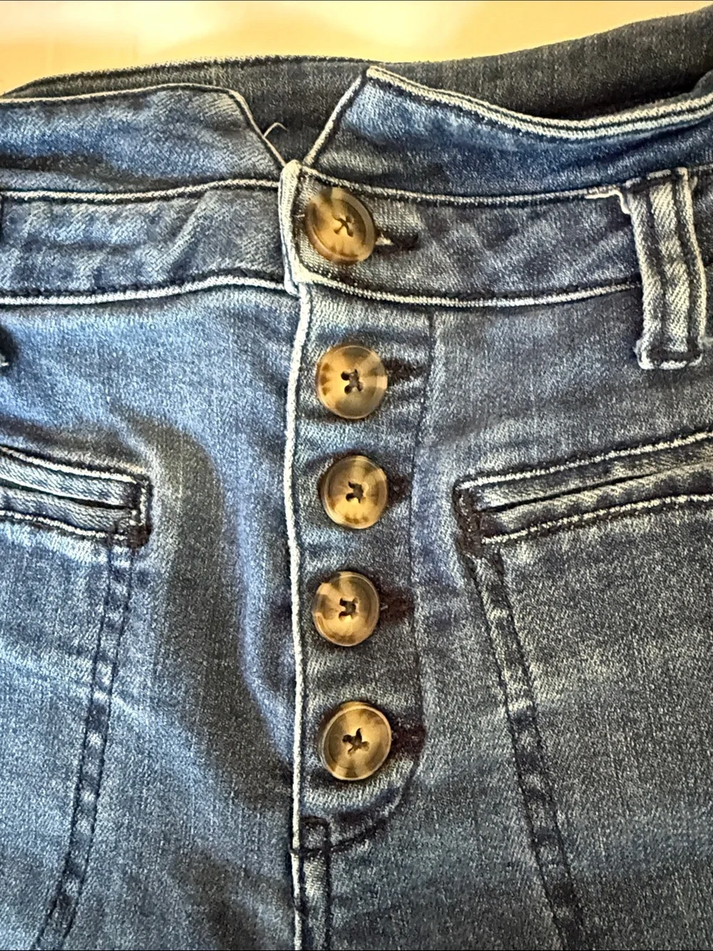 Pilcro and the Letterpress Indigo High-Rise Button-Fly Denim Shorts
